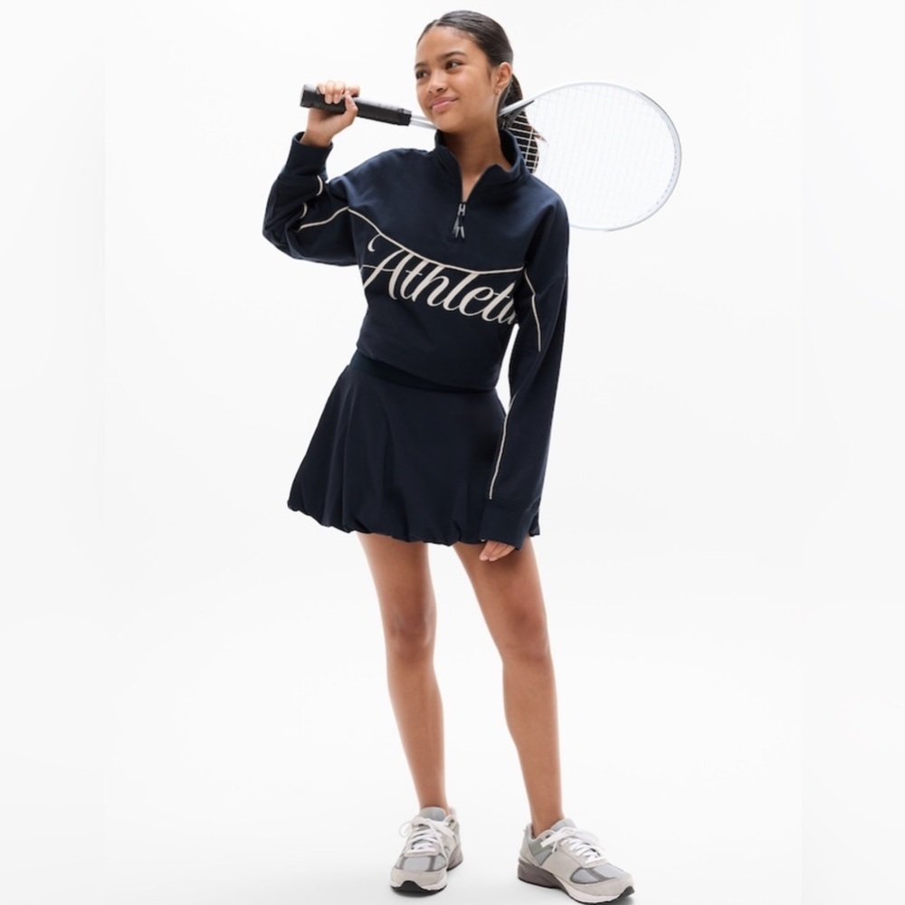 NWT Athleta Girl School Vibes 1/4 Zip Eclipse Sweatshirt Size XL/14. - Picture 2 of 8